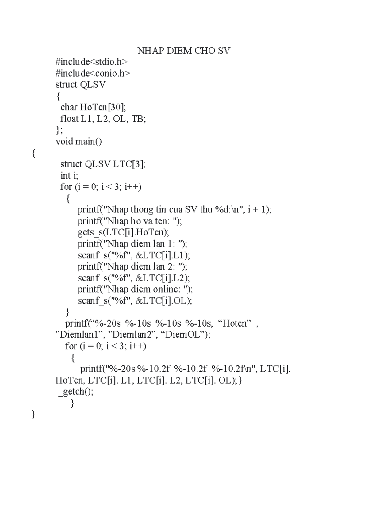NHAP DIEM CHO SV - jni - NHAP DIEM CHO SV #include #include struct QLSV ...