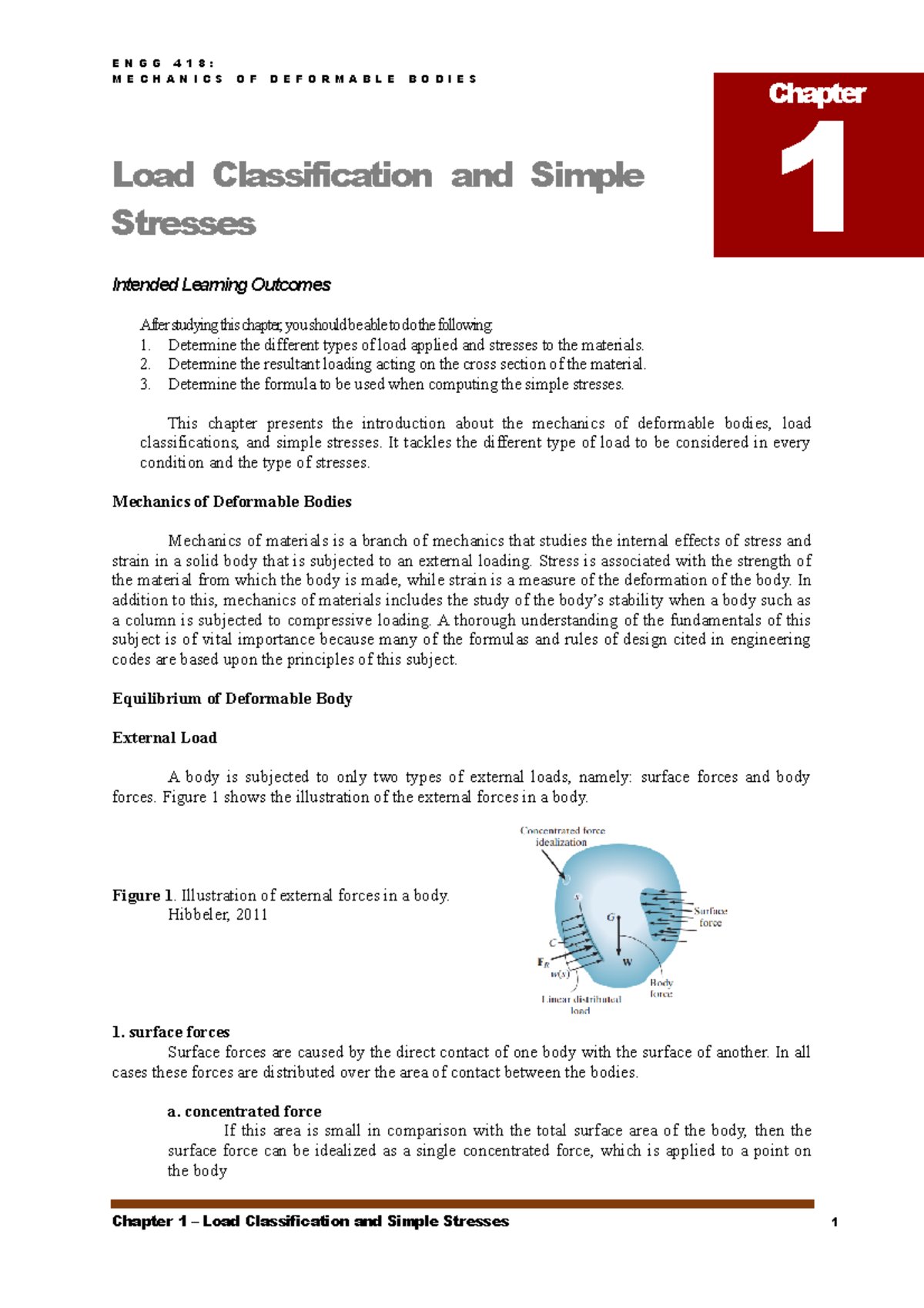 Mechanics of Deformable Bodies: Load Classification & Simple Stresses ...