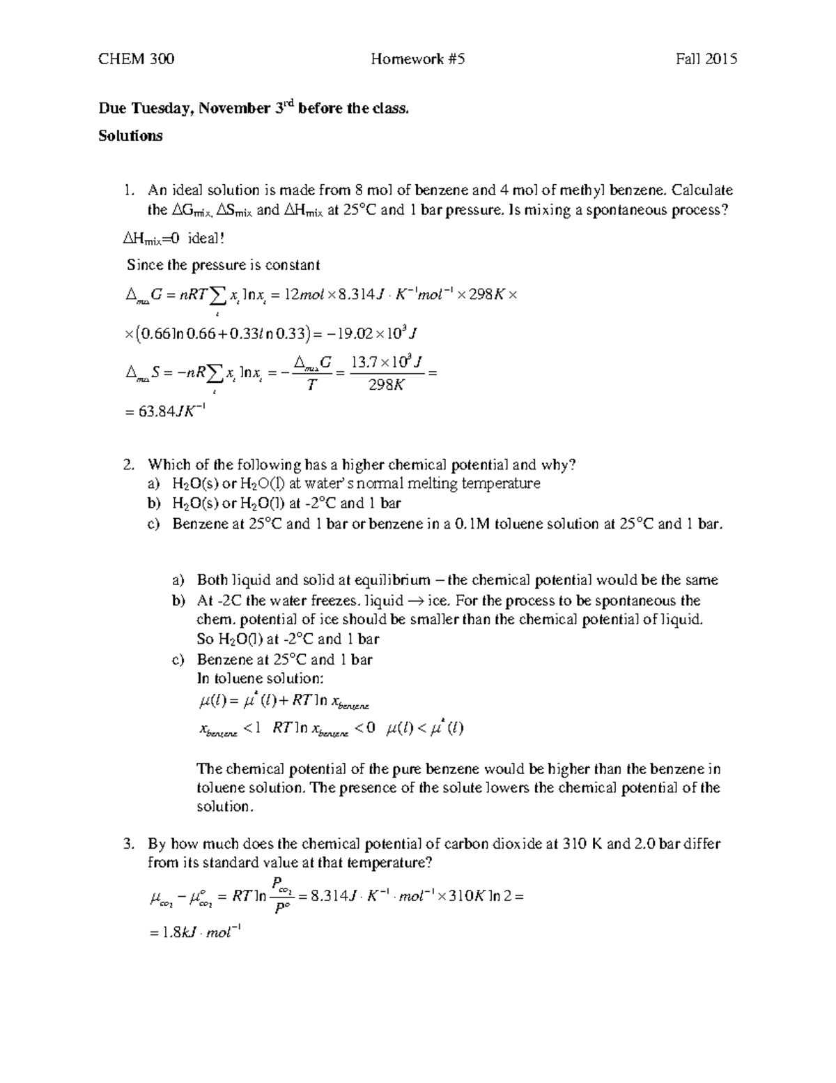 HW 5 solutions F15 - fall 2015 hw 5 chem 300 - Due Tuesday, November 3 ...