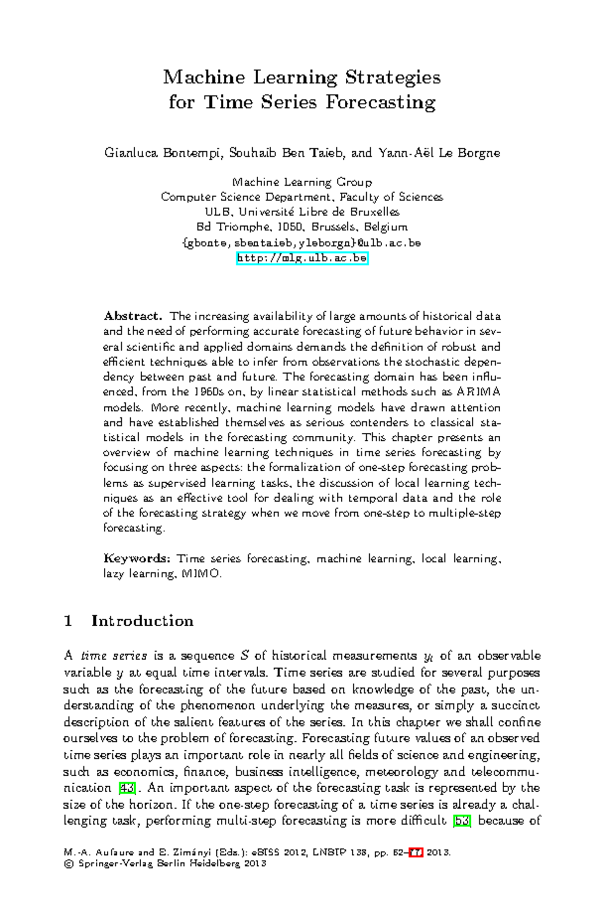 Machine Learning Strategies for Time Series Forecasting (CS 101) - Studocu