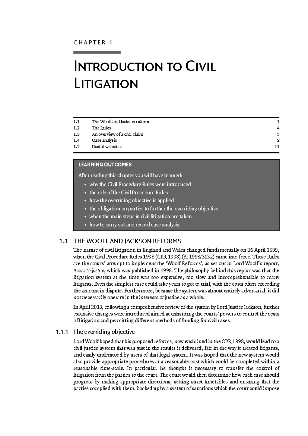 Chapter 01 - Introduction to Civil Litigation (LAW101) - Studocu