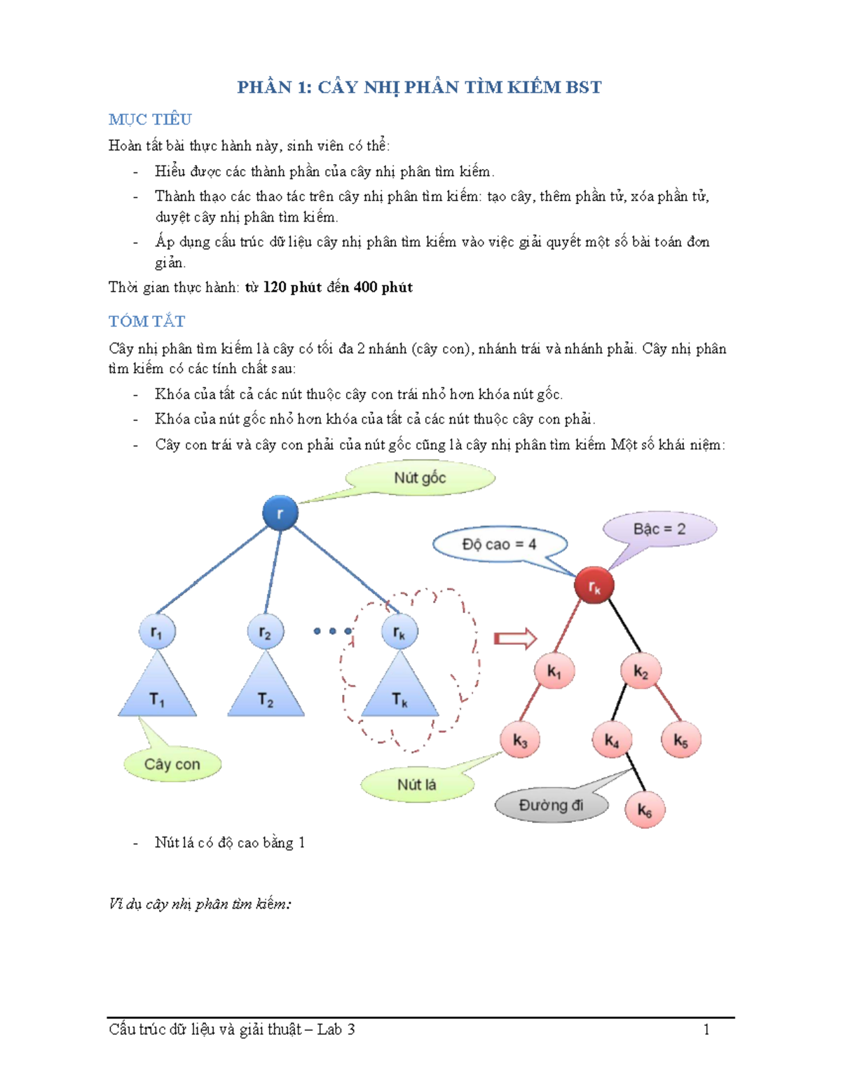 Lab 3: Cây Nhị Phân và Cây Cân Bằng AVL - Cấu Trúc Dữ Liệu - Studocu