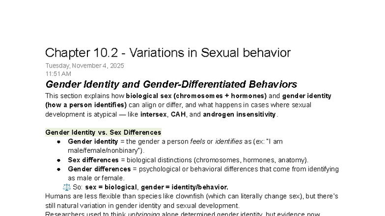 Chapter 10.2: Variations in Sexual Behavior & Gender Identity Insights ...