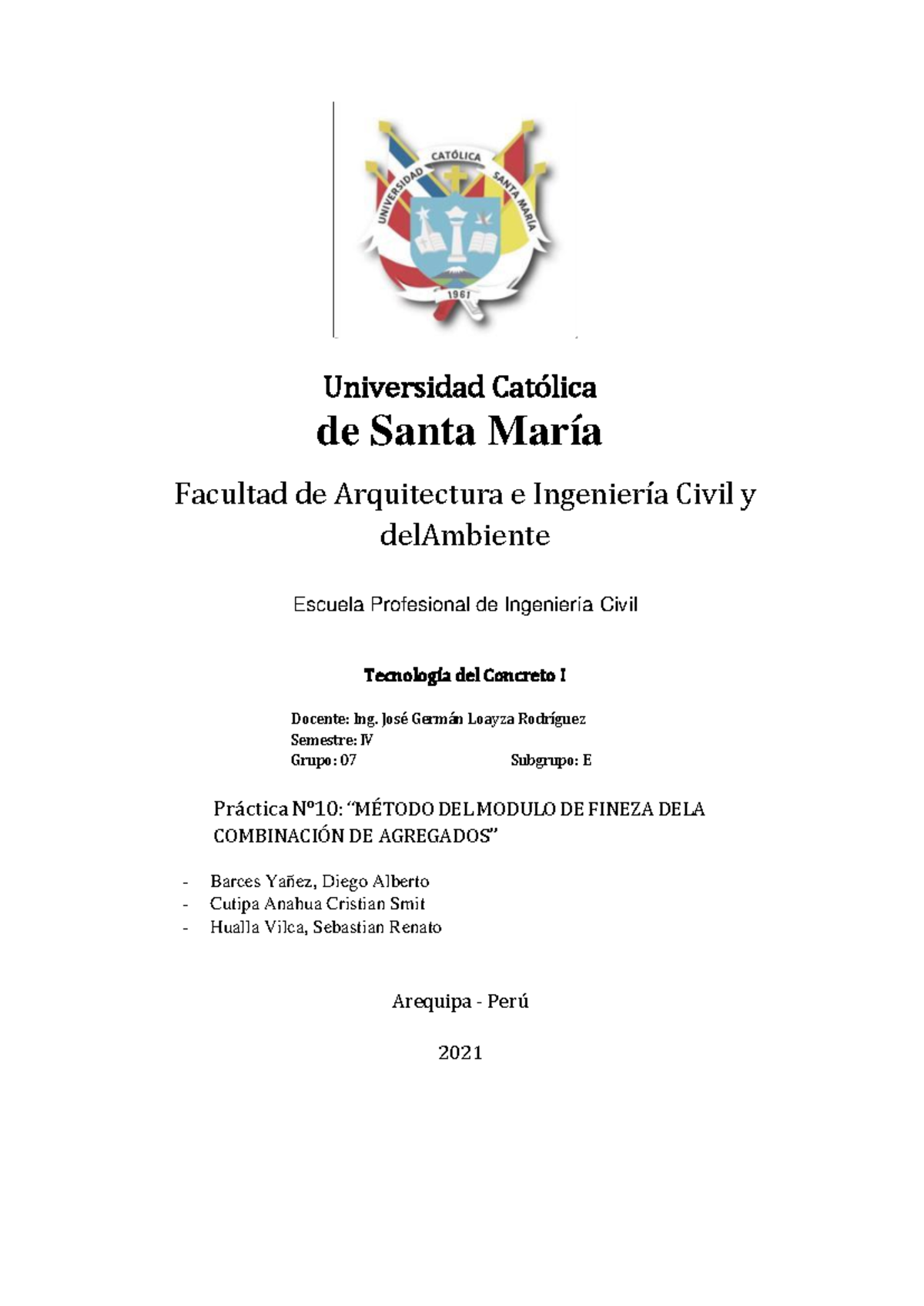 Práctica N°12: Método de Fuller para Diseño de Concreto - Document Preview