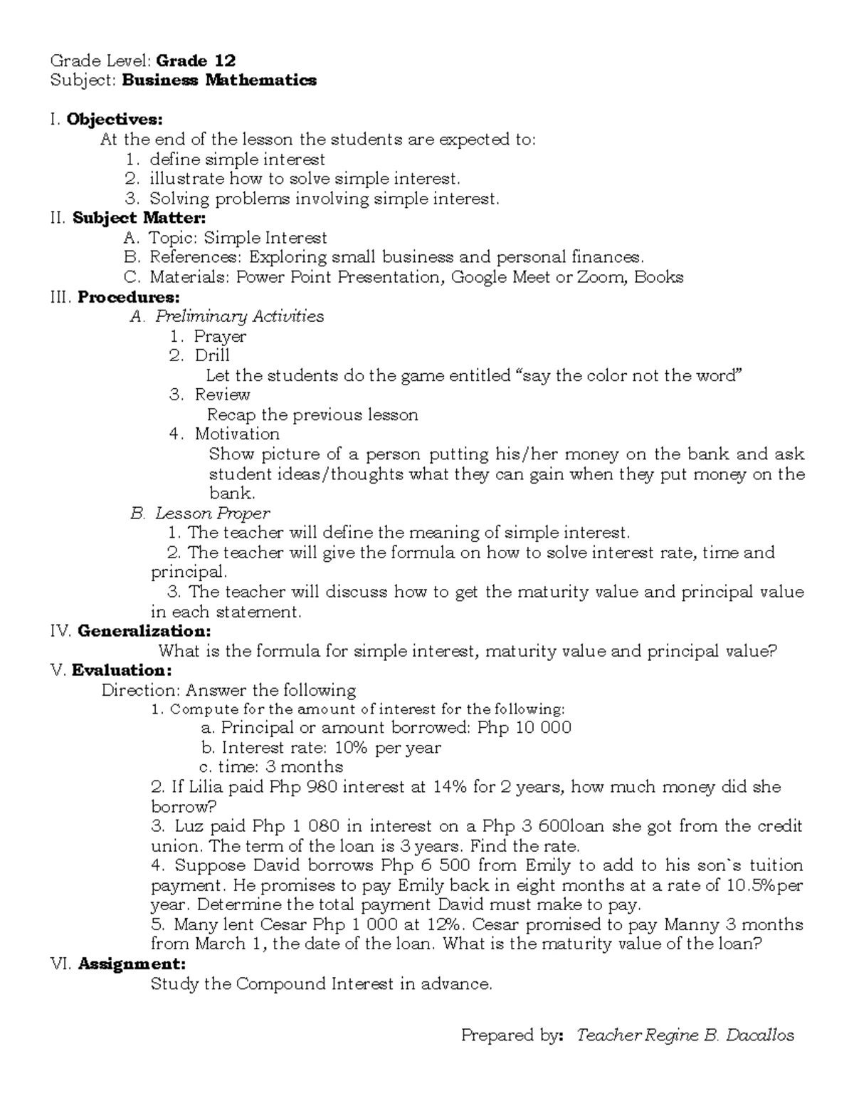 Grade 11 Statistics & Probability Daily Lesson Plan (3rd Quarter) - Studocu