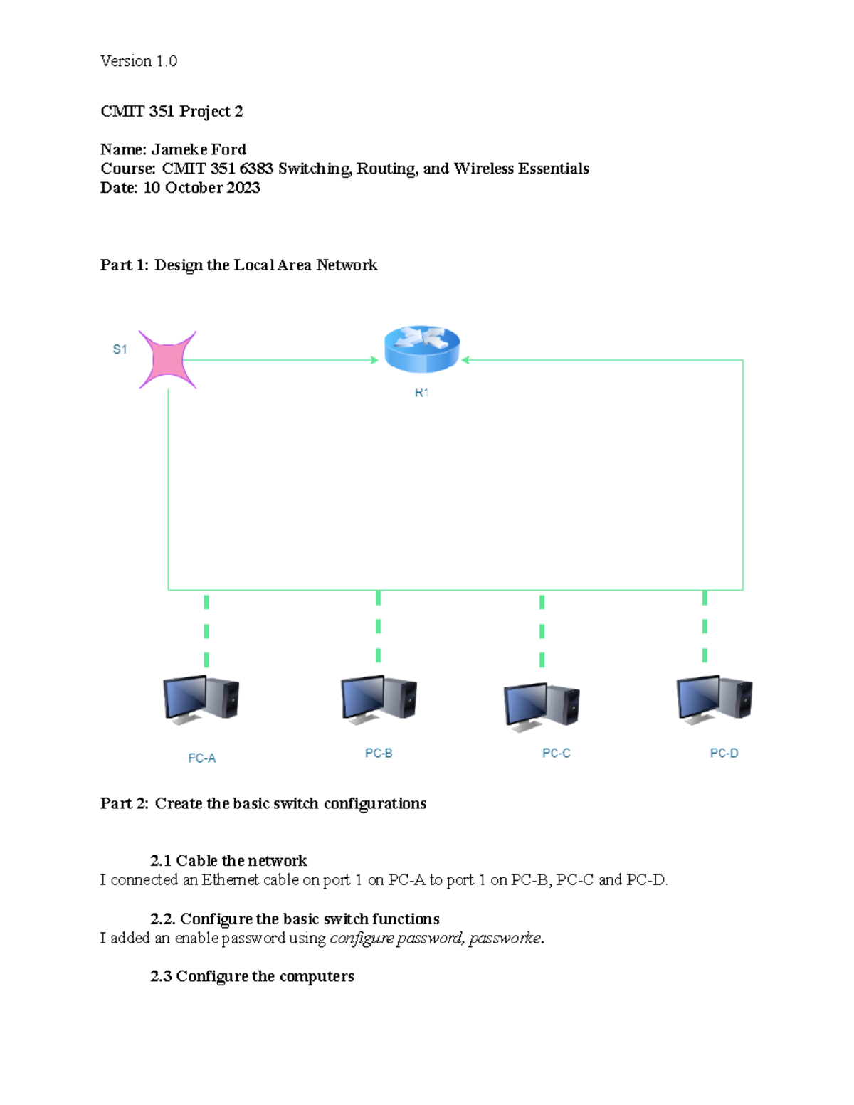 CMIT 351 Project 2 Ford - 93% - Version 1. CMIT 351 Project 2 Name ...
