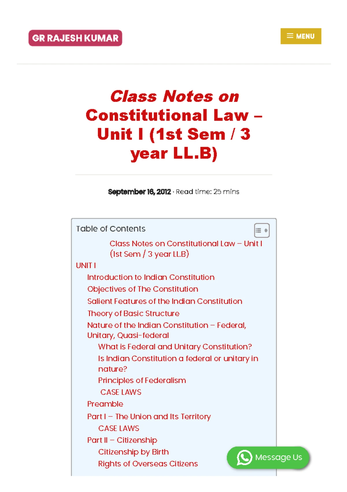 Notes - CONSTITUTION 07 INDIA. PART 12 TO FUNDAMENTAL RIGHTS . Part of ...