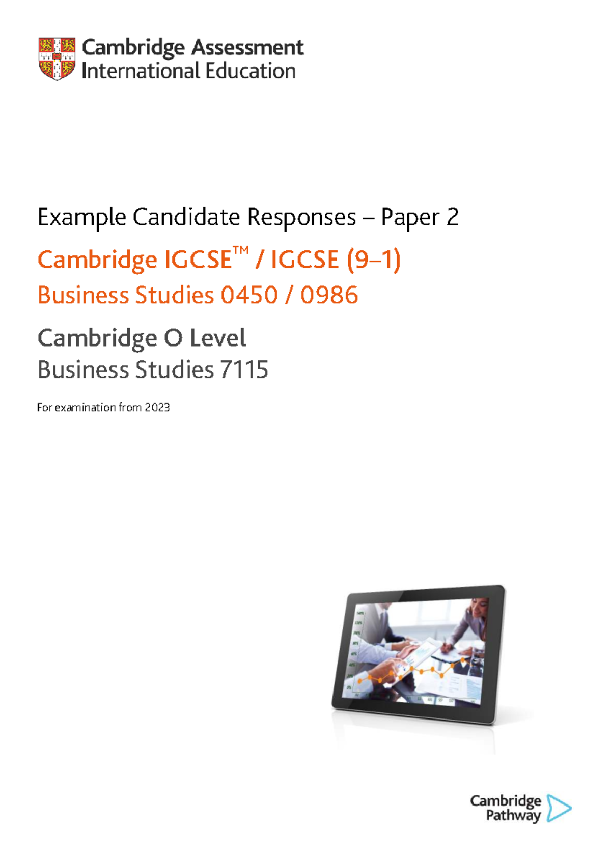 0450 Example Candidate Responses Paper 2: Cambridge IGCSE Business ...