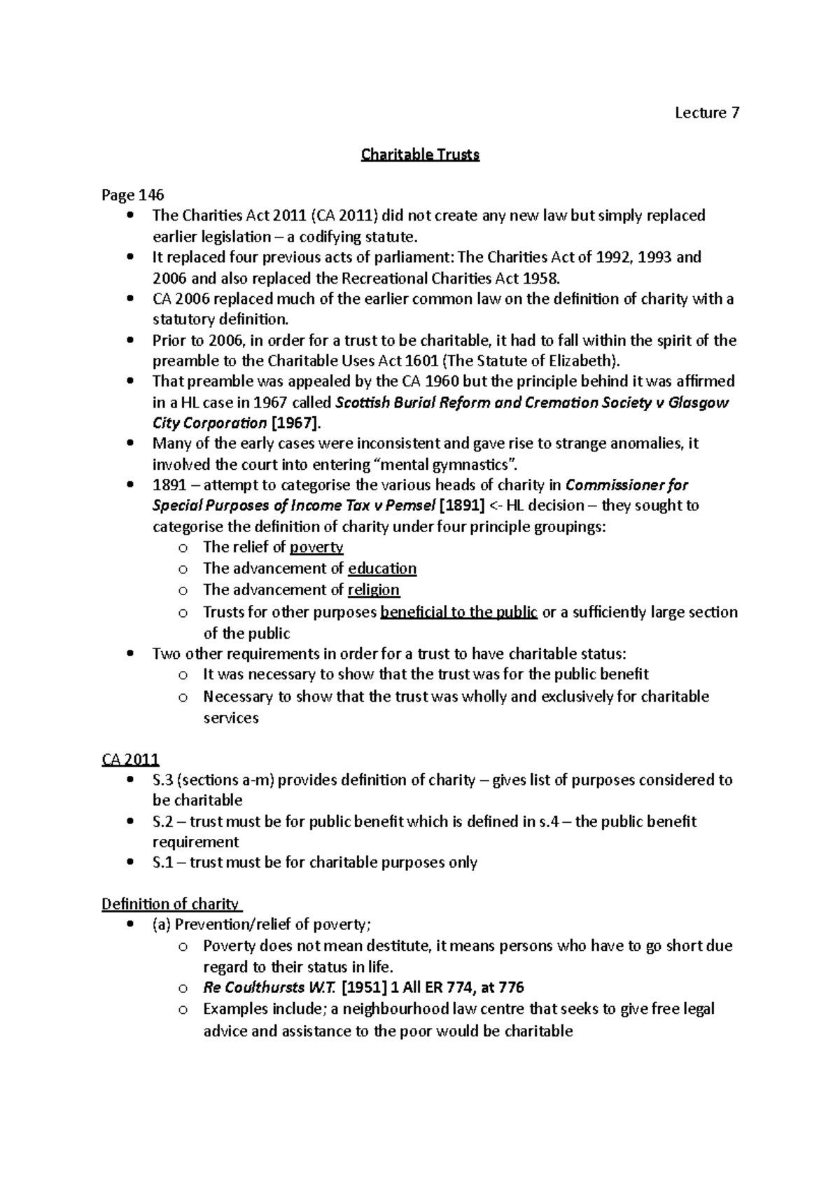 Lecture 7 - Overview of Charitable Trusts and the Charities Act 2011 ...