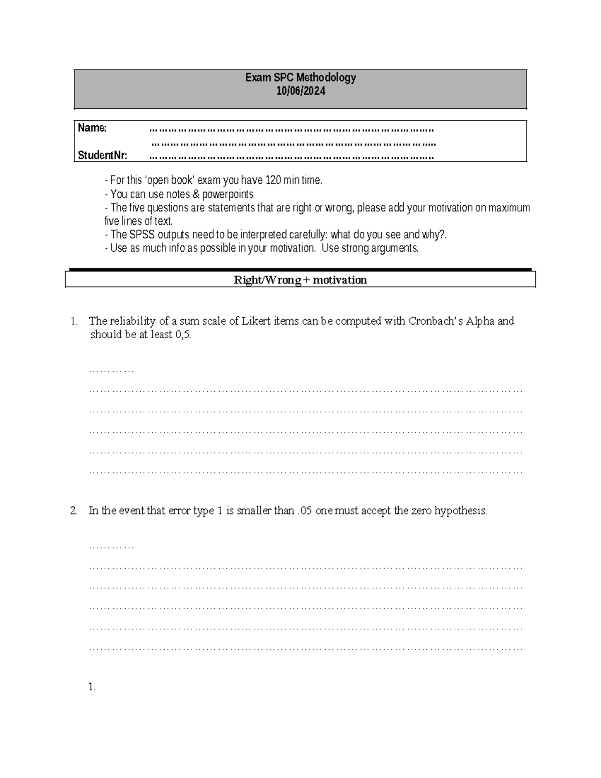 Exam SPC Methodology: Interpretation & Analysis Guide - Studocu