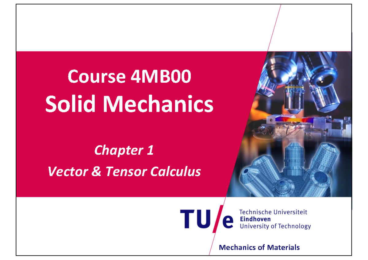 4MB Solid Mechanics Lecture: Chapter 1 - Vector & Tensor Calculus ...
