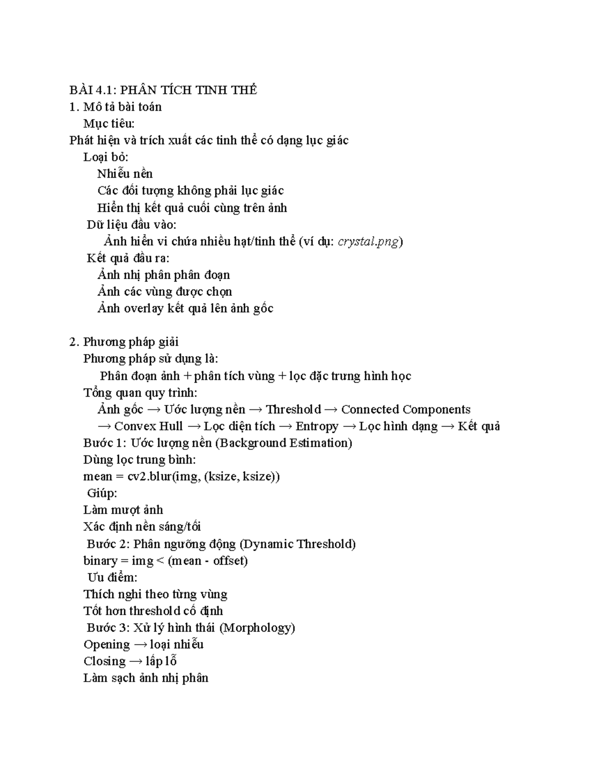 BÀI 4.1: PHÂN TÍCH TINH THỂ VÀ PHƯƠNG PHÁP PHÁT HIỆN HÌNH DẠNG - Studocu