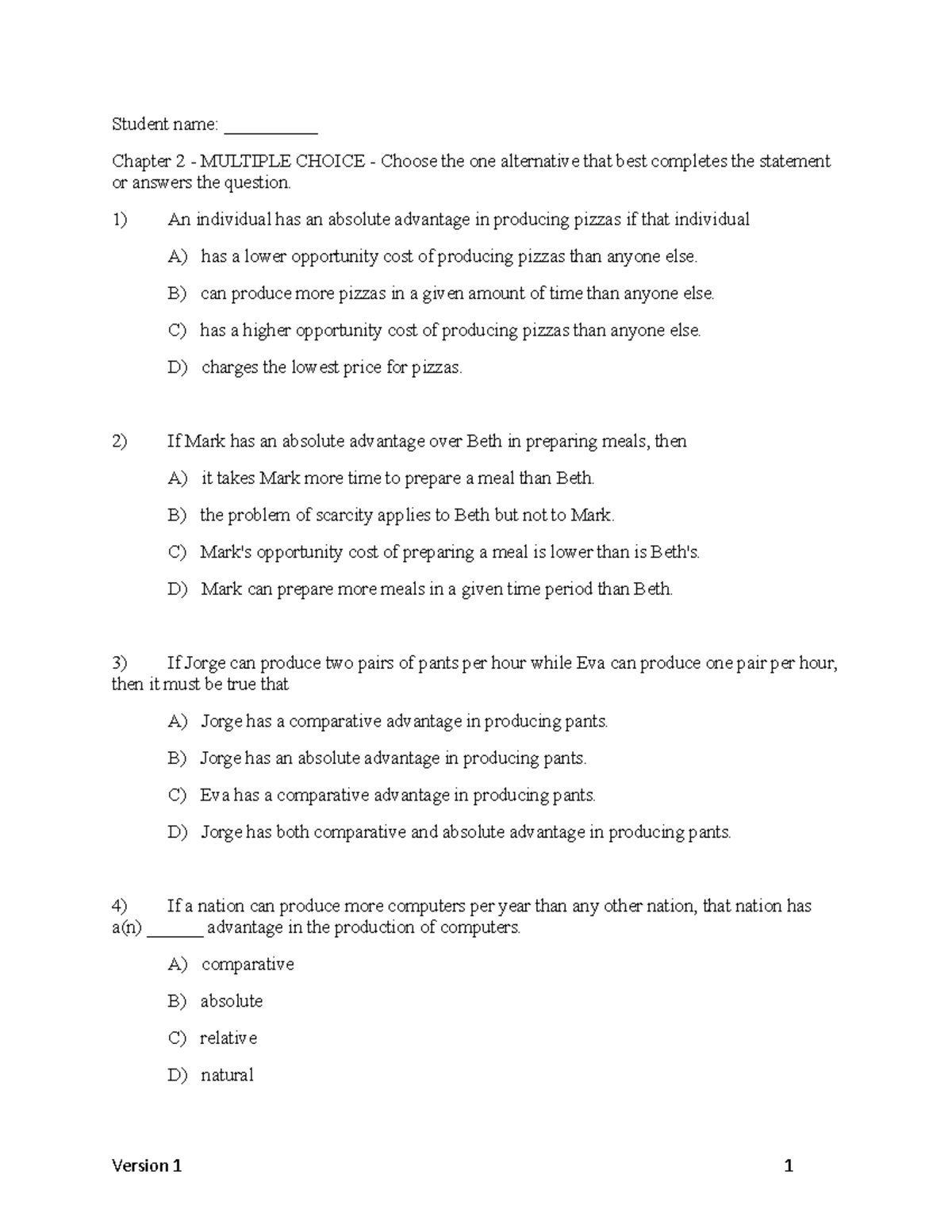 Chapter 2 Practice Questions - Principles of Microeconomics - UM - Studocu
