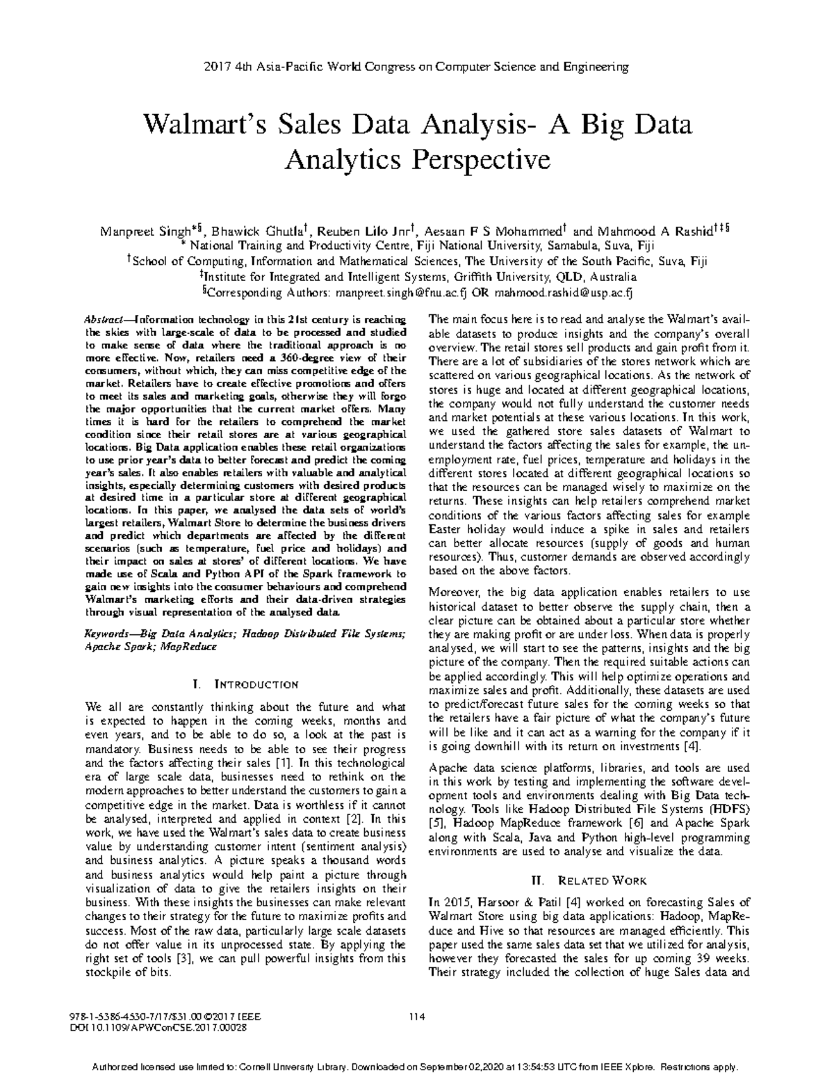 Walmart Sales Data Analysis: Insights via Big Data Techniques - Studocu