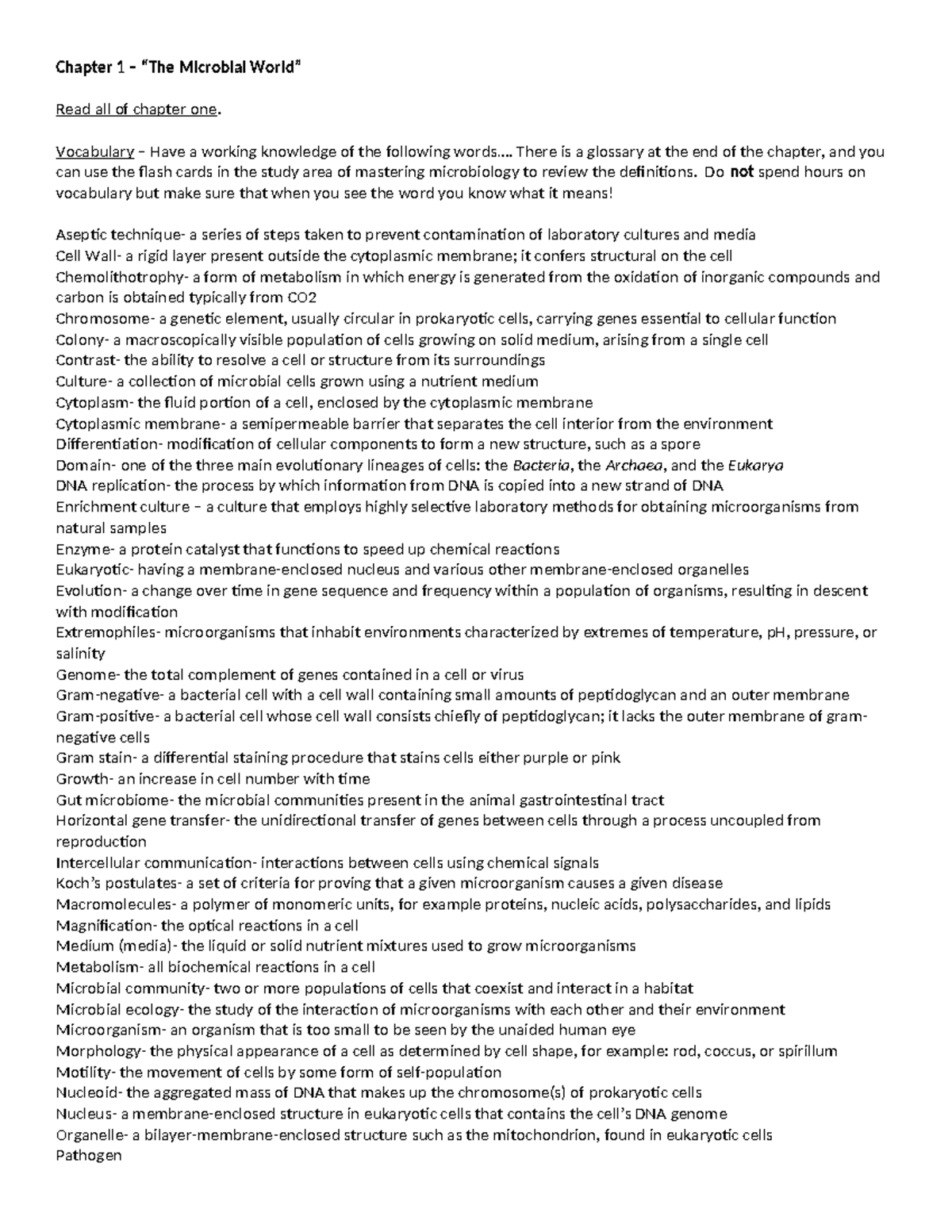 Chapter 1 - Microbial World Study Guide - Key Concepts & Questions ...