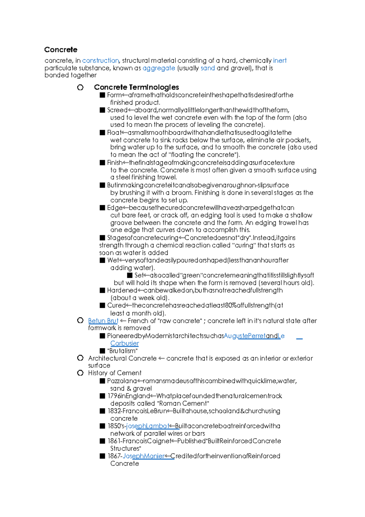 Concrete Terminologies and Types in Building Technology (BT101) - Studocu
