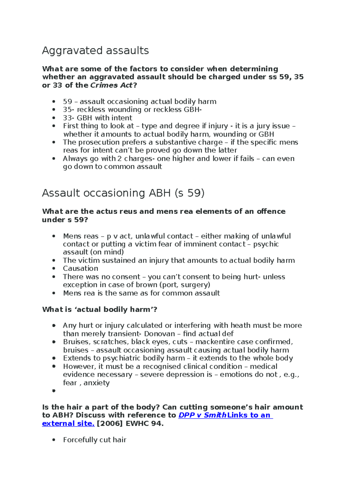 6A Understanding Aggravated Assaults: Key Legal Considerations - Studocu