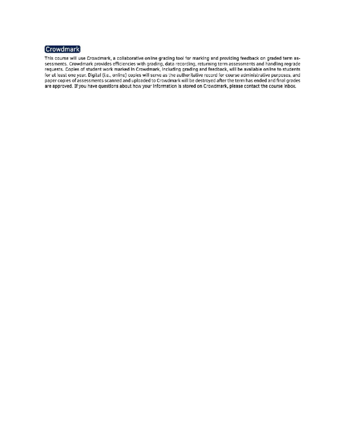 Crowdmark Grading Tool Overview for Syllabus 1 - Studocu