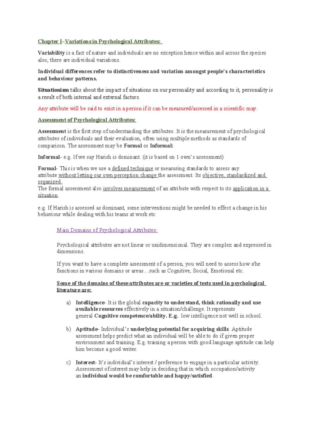 Chapter 1 Psychology Notes (12th Grade): Understanding Psychological ...