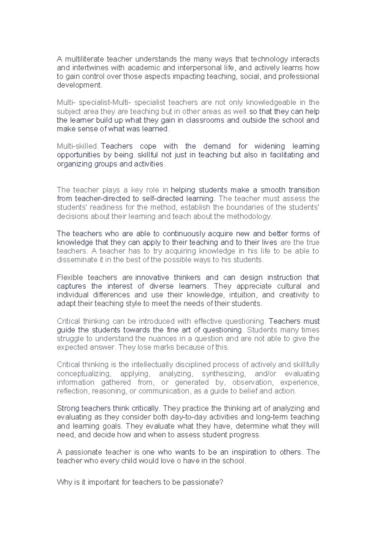 Understanding Multiliterate Teaching: Key Attributes and Skills - Studocu