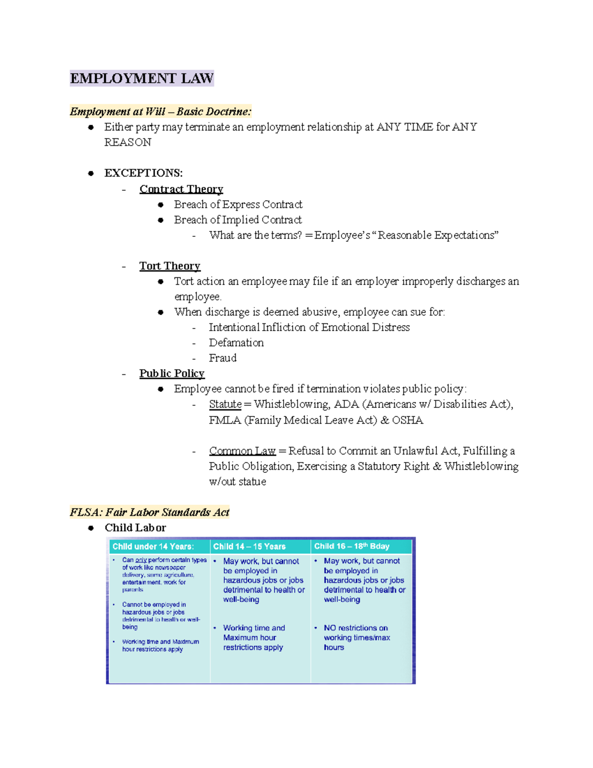 BLAW243 ~ Exam 3 Study Notes on Employment Law & Intellectual Property ...