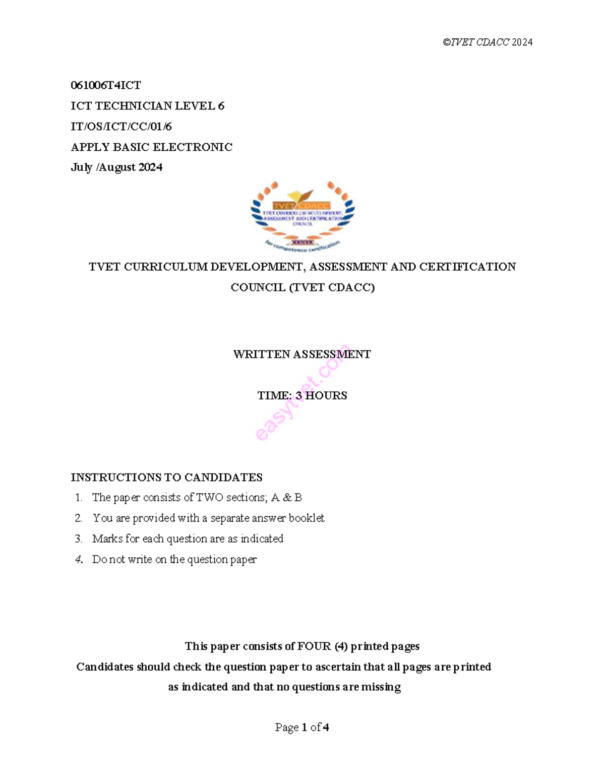 CDACC 2024 ICT Technician Level 6 Basic Electronics Revision Notes ...