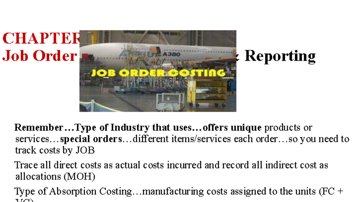 CH 3 Job Order Costing: Cost Flows & Reporting Notes - Studocu