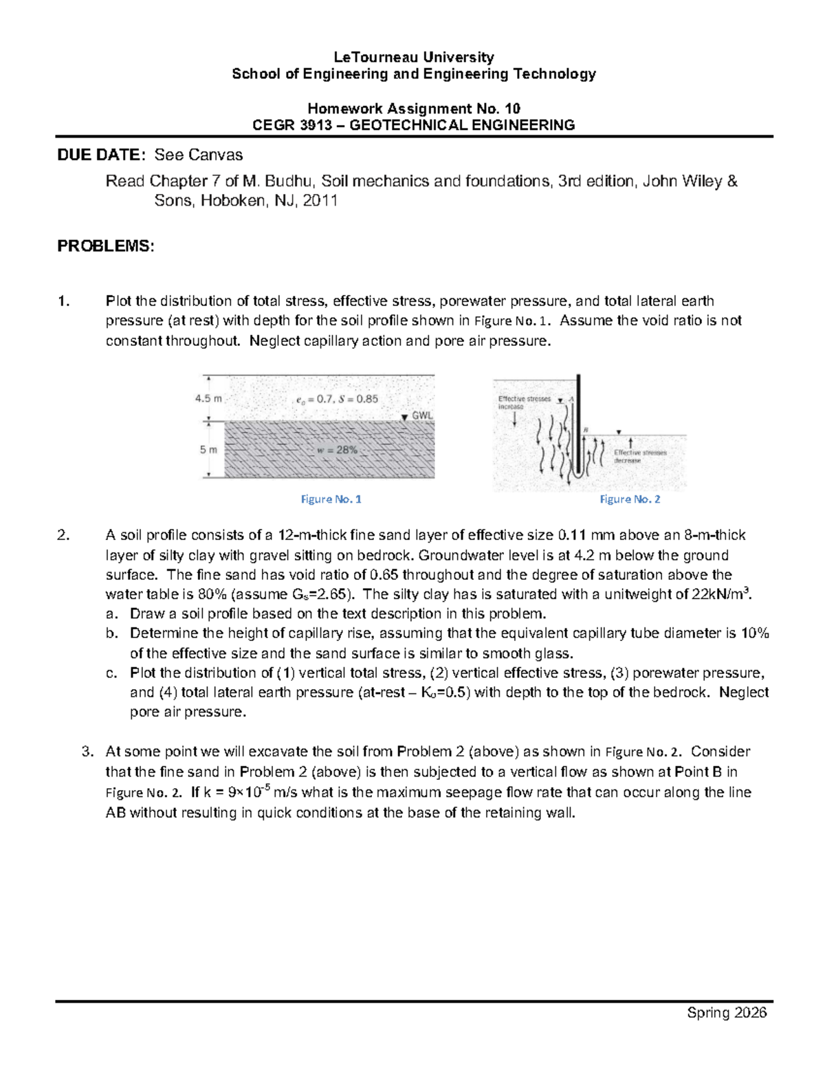 CEGR 3913 - Homework Assignment 10: Geotechnical Engineering Analysis ...