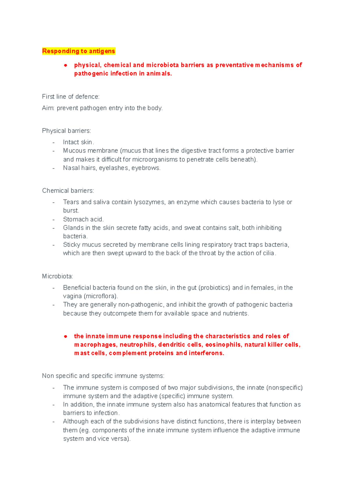 BIO UNIT 4 AOS 1 - unit 4 aos 1 - Responding to antigens physical ...