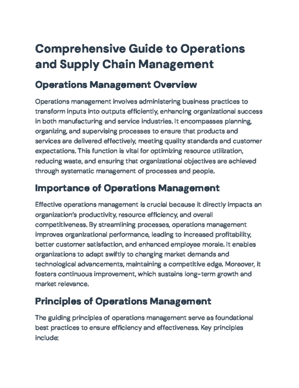 SCM101: Overview of Operations Management Principles and Practices ...