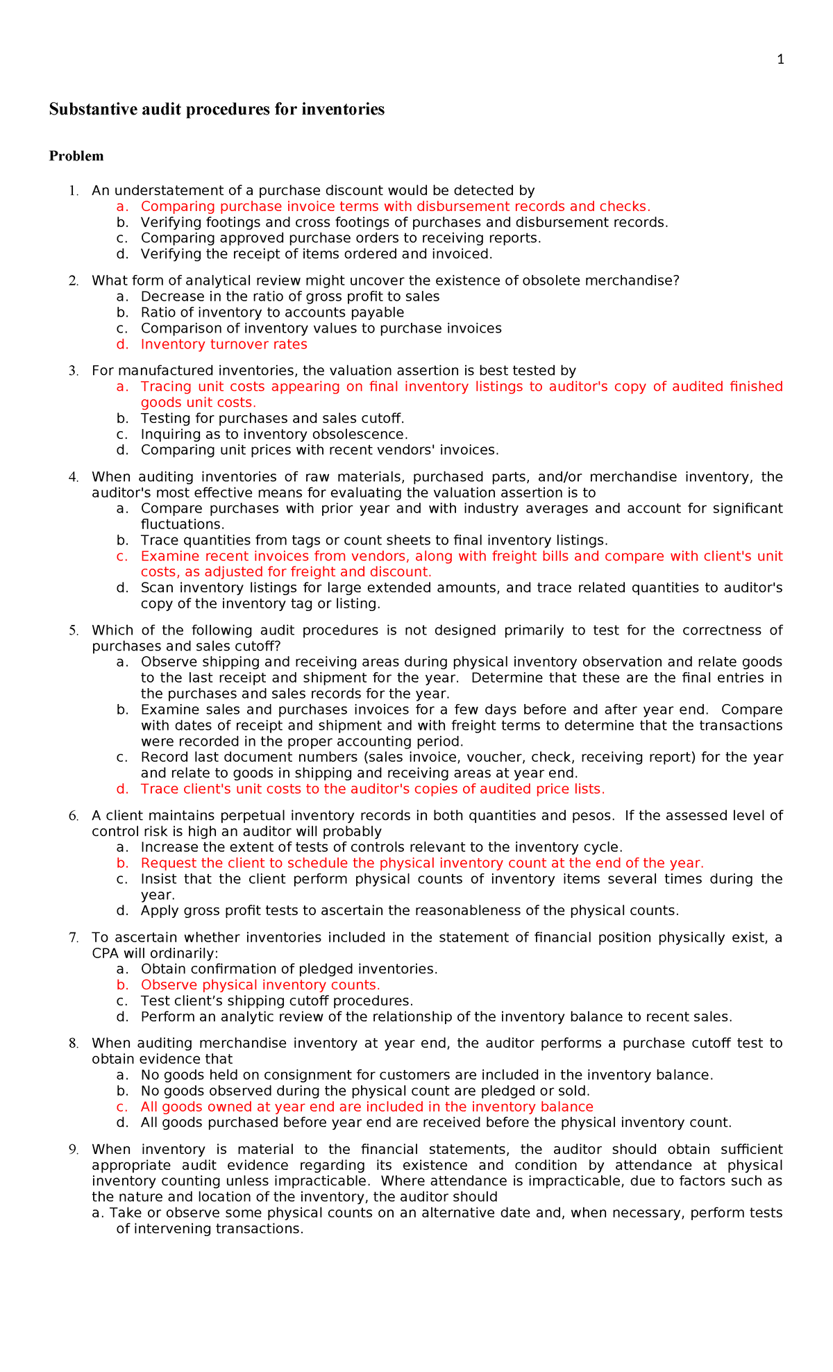 Substantive Audit Procedures for Inventories: Comprehensive Guide - Document Preview