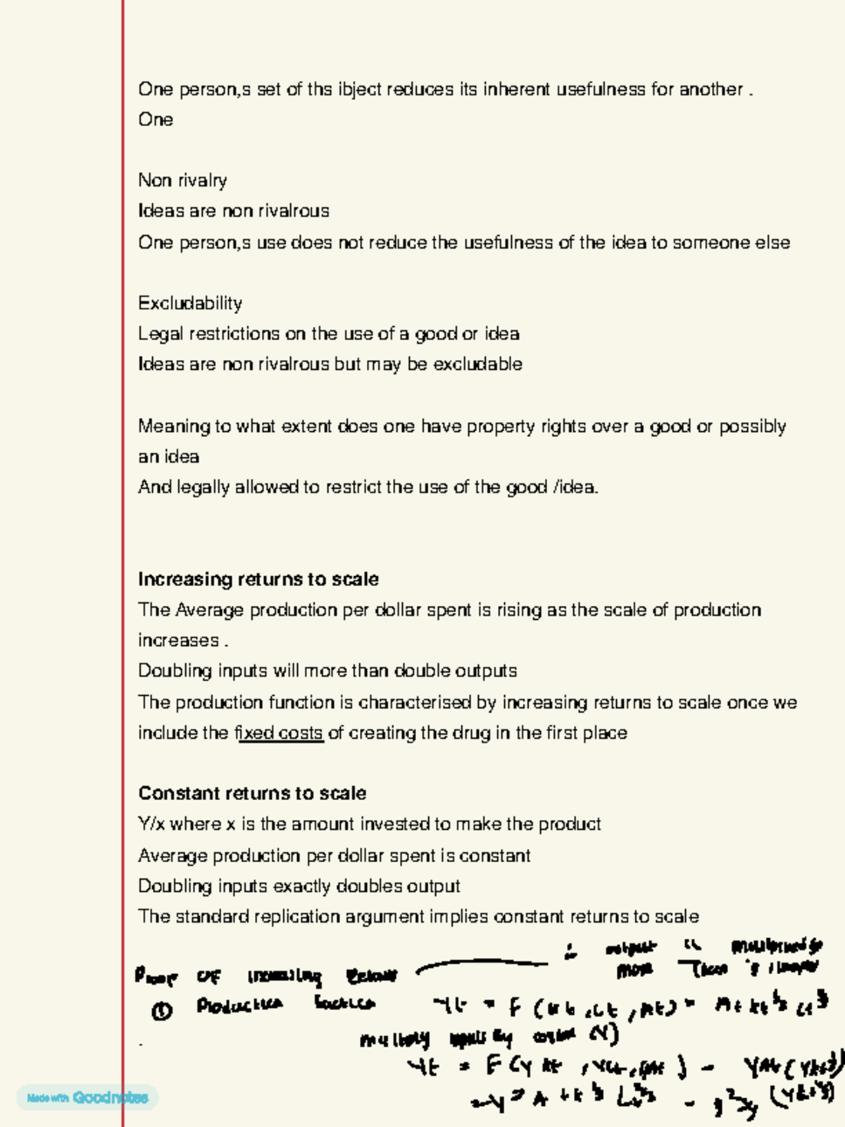 EKN 214 Lecture Notes: Non-Rivalry, Excludability & Returns to Scale ...
