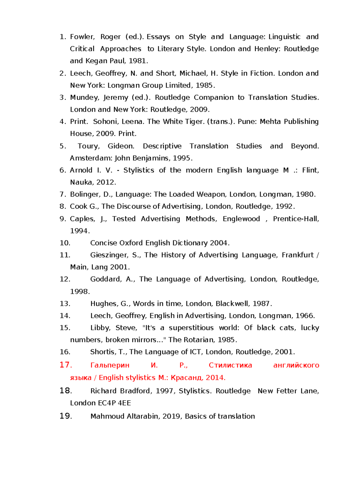 Bibliography on Stylistics and Language Studies - Studocu
