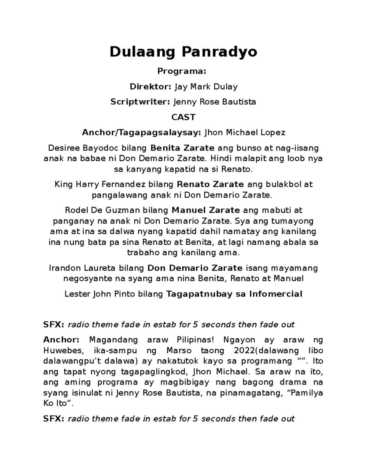 FIL2 Script - Dulang Pangradyo: 