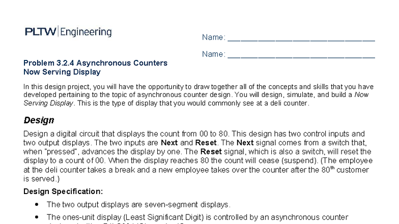3.2 - Now Serving Display Design Project for Asynchronous Counters ...