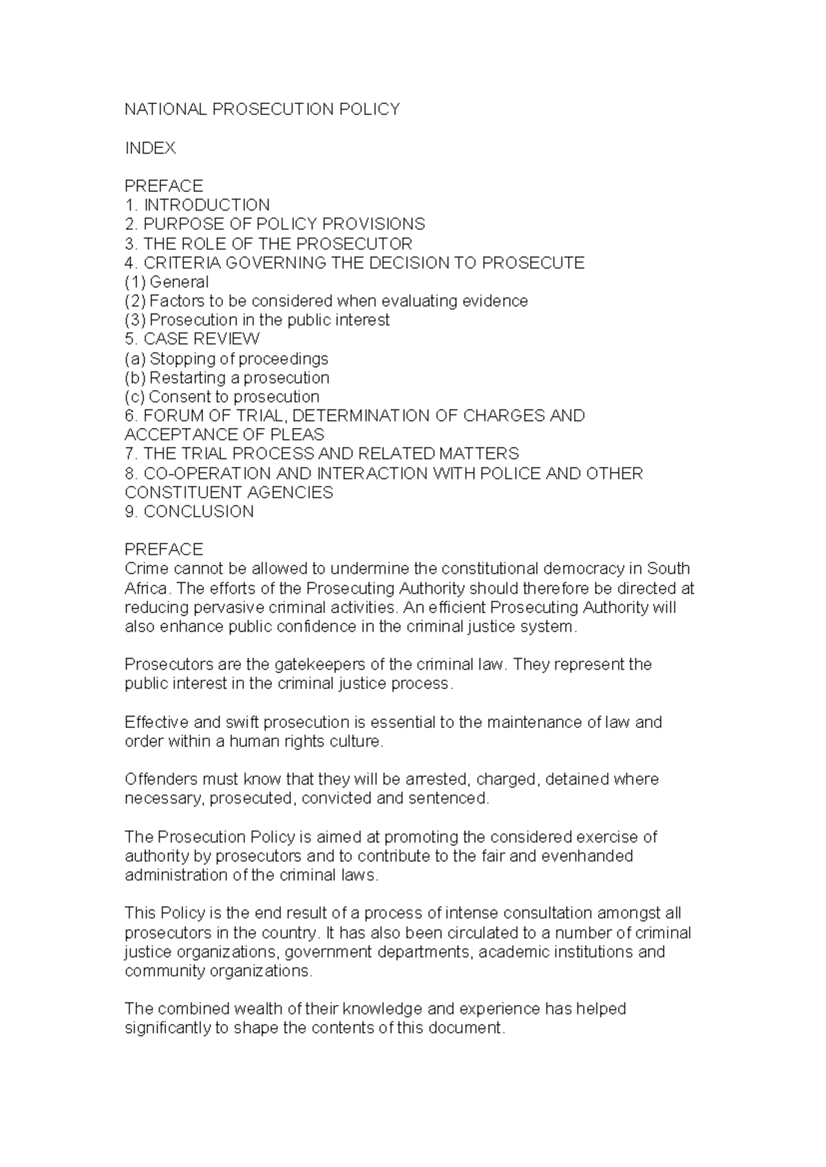 National Prosecution Policy Overview and Guidelines - Studocu