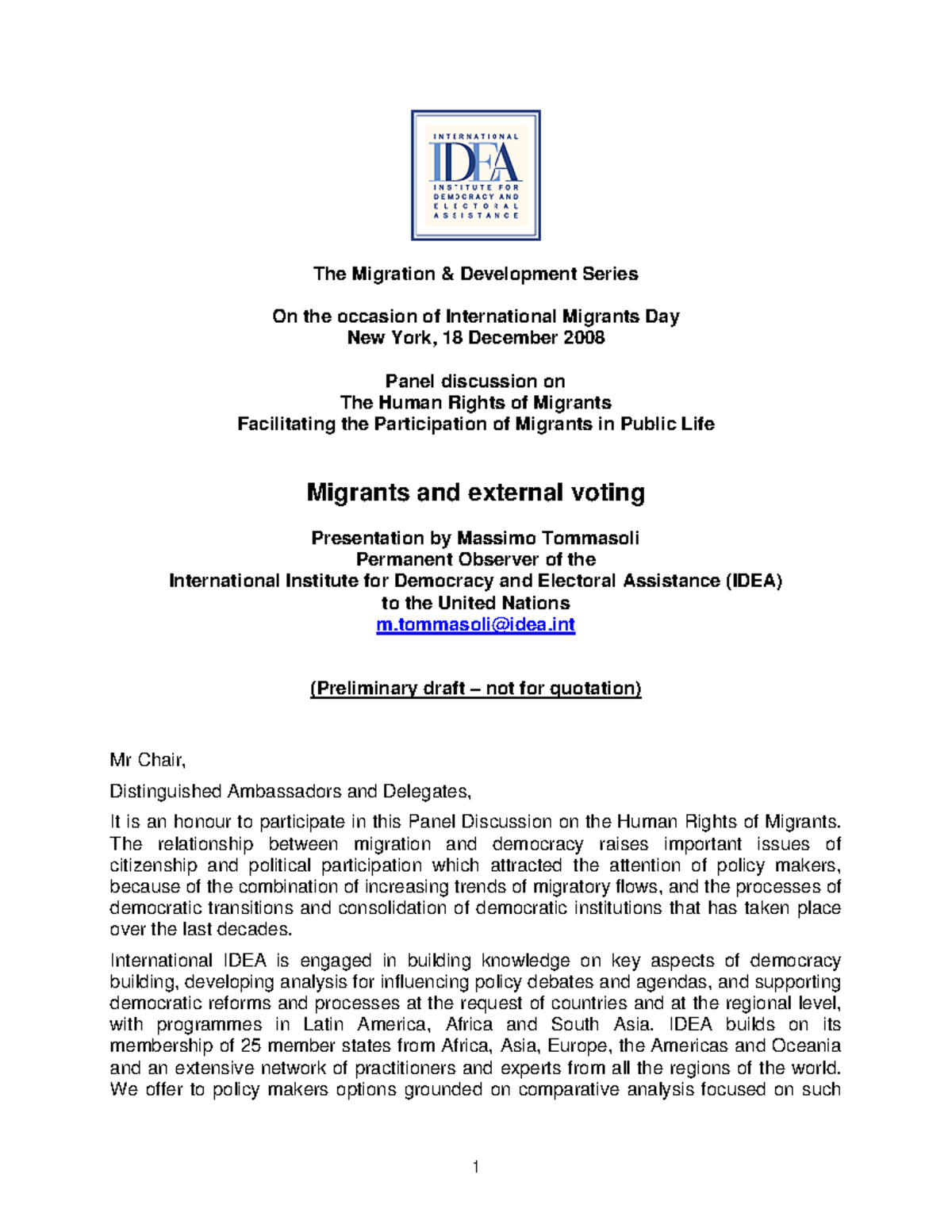 Migrants and External Voting: Human Rights and Political Participation ...