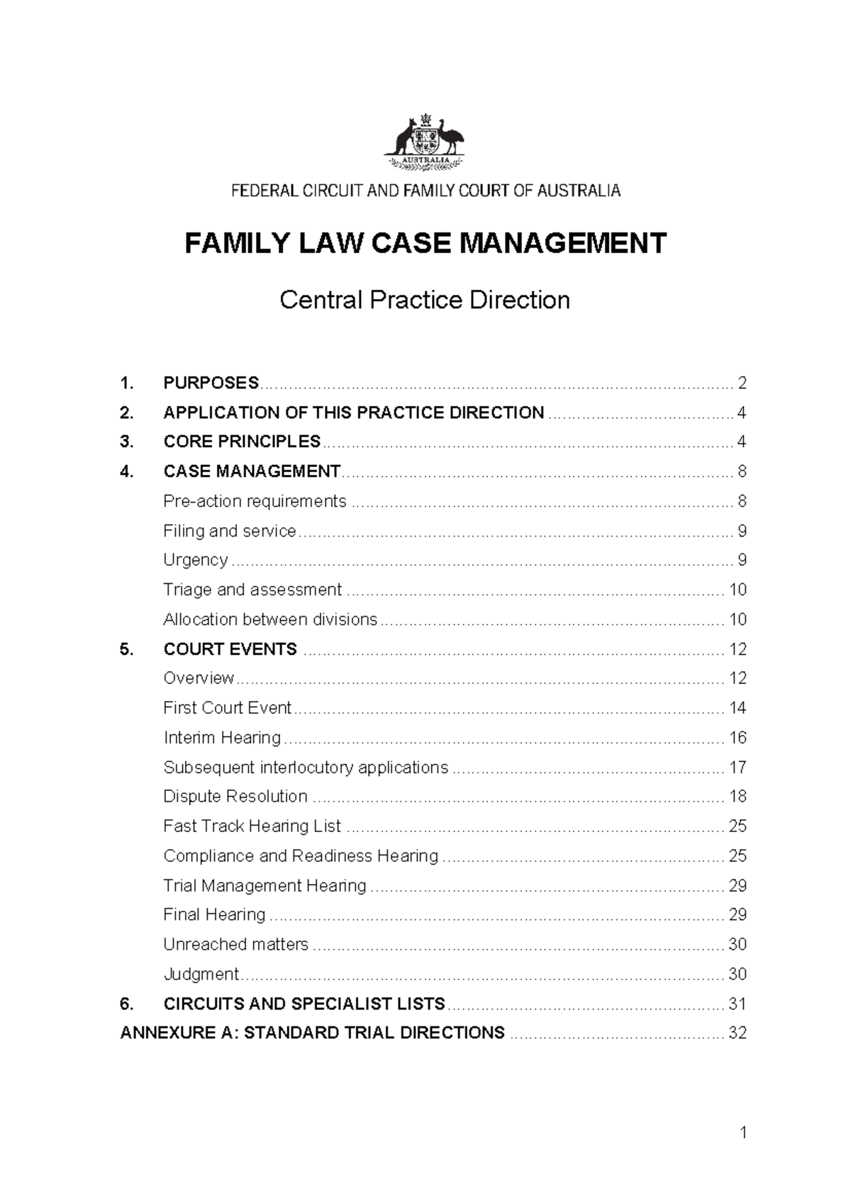 Central Practice Direction - Family Law Case Management (FAM-CPD ...