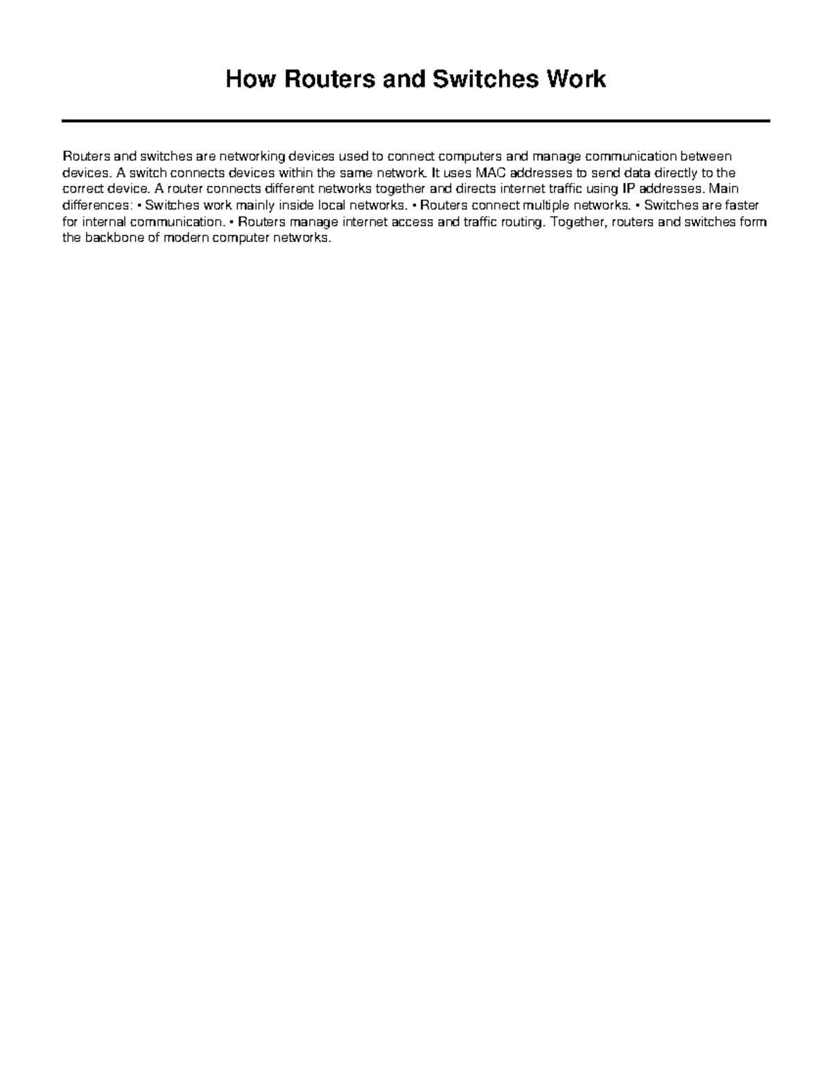 Routers and switches - USE THE NOTES FOR STUDYING - How Routers and ...