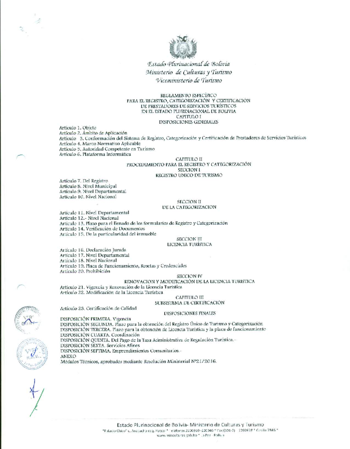 Reglamento SRCC para Registro y Certificación de Servicios Turísticos ...