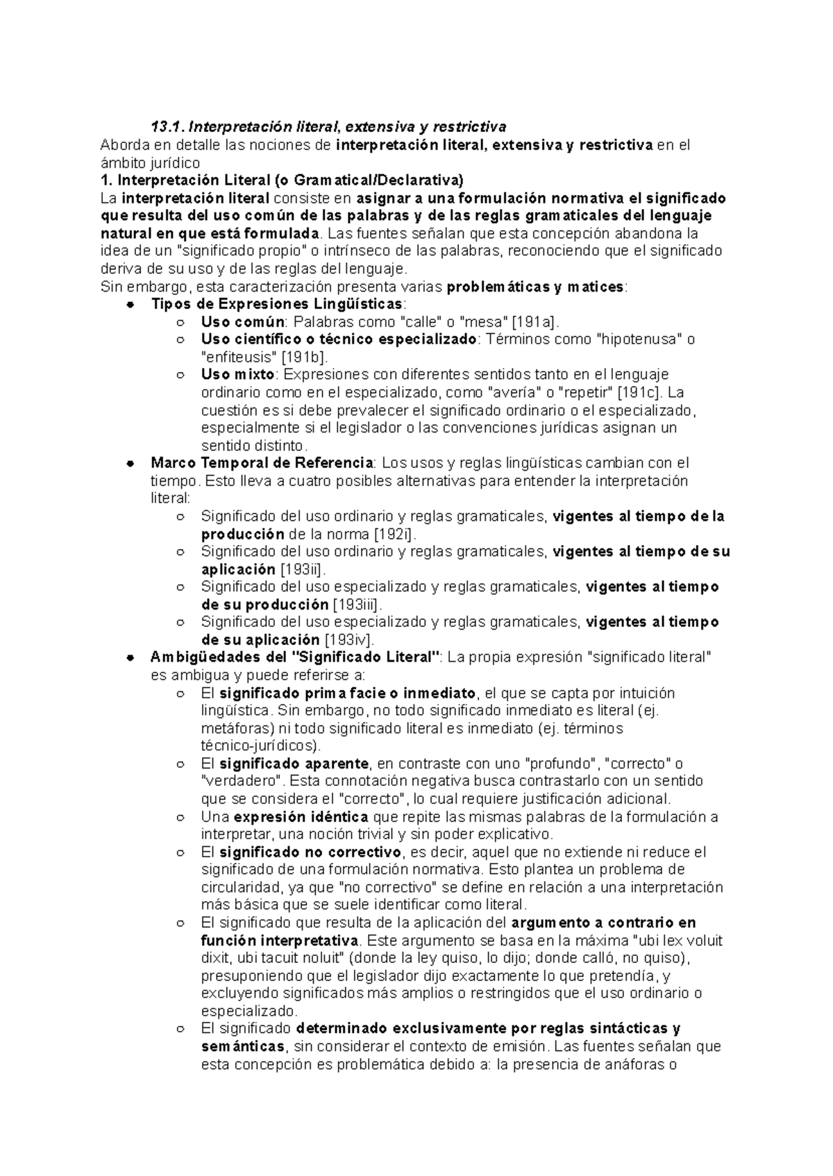 13.1. Interpretación Literal, Extensiva y Restrictiva en el Ámbito ...