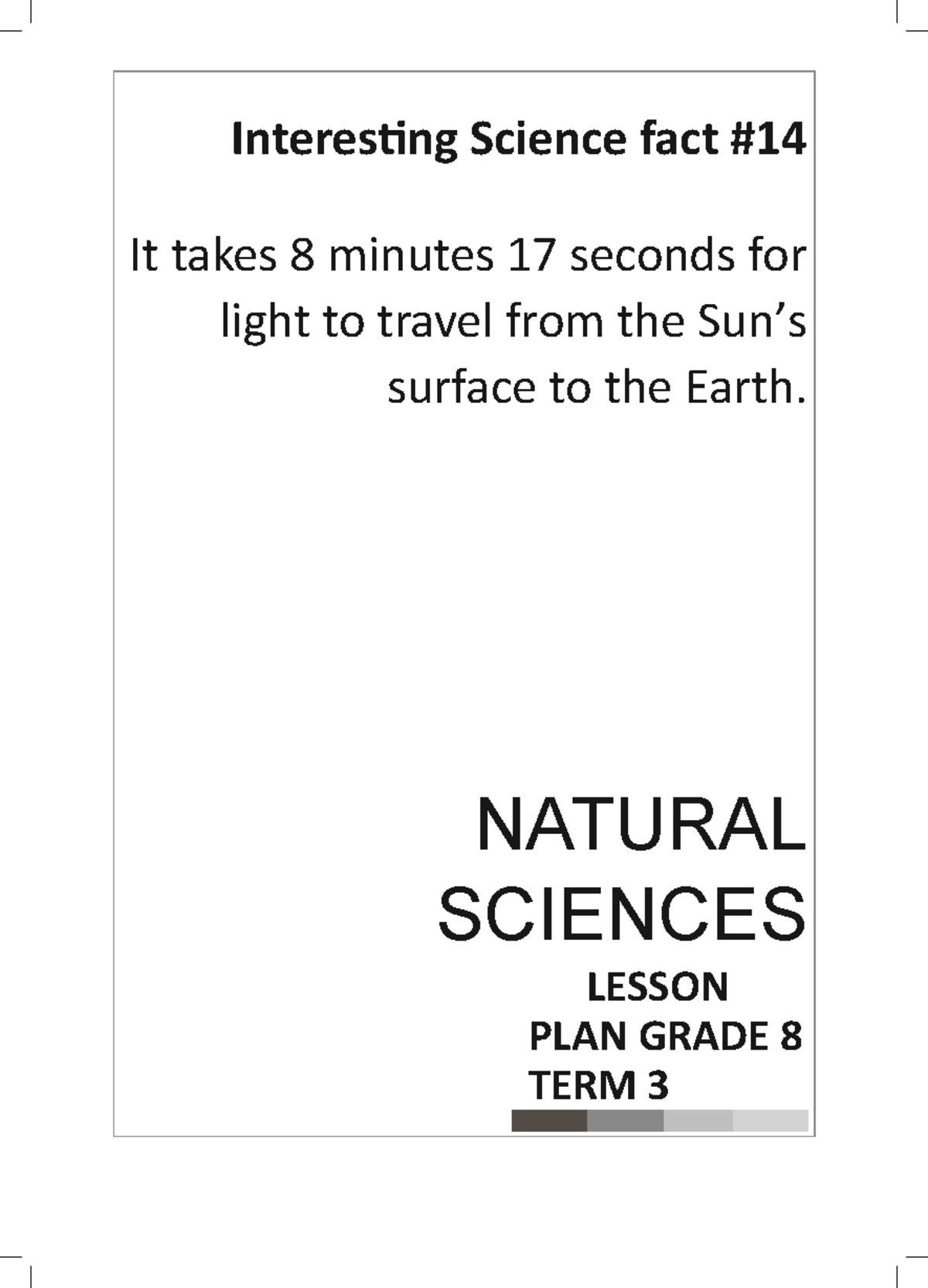 Natural Sciences Lesson Plan for Grade 8 - Term 3 (2019) - Studocu