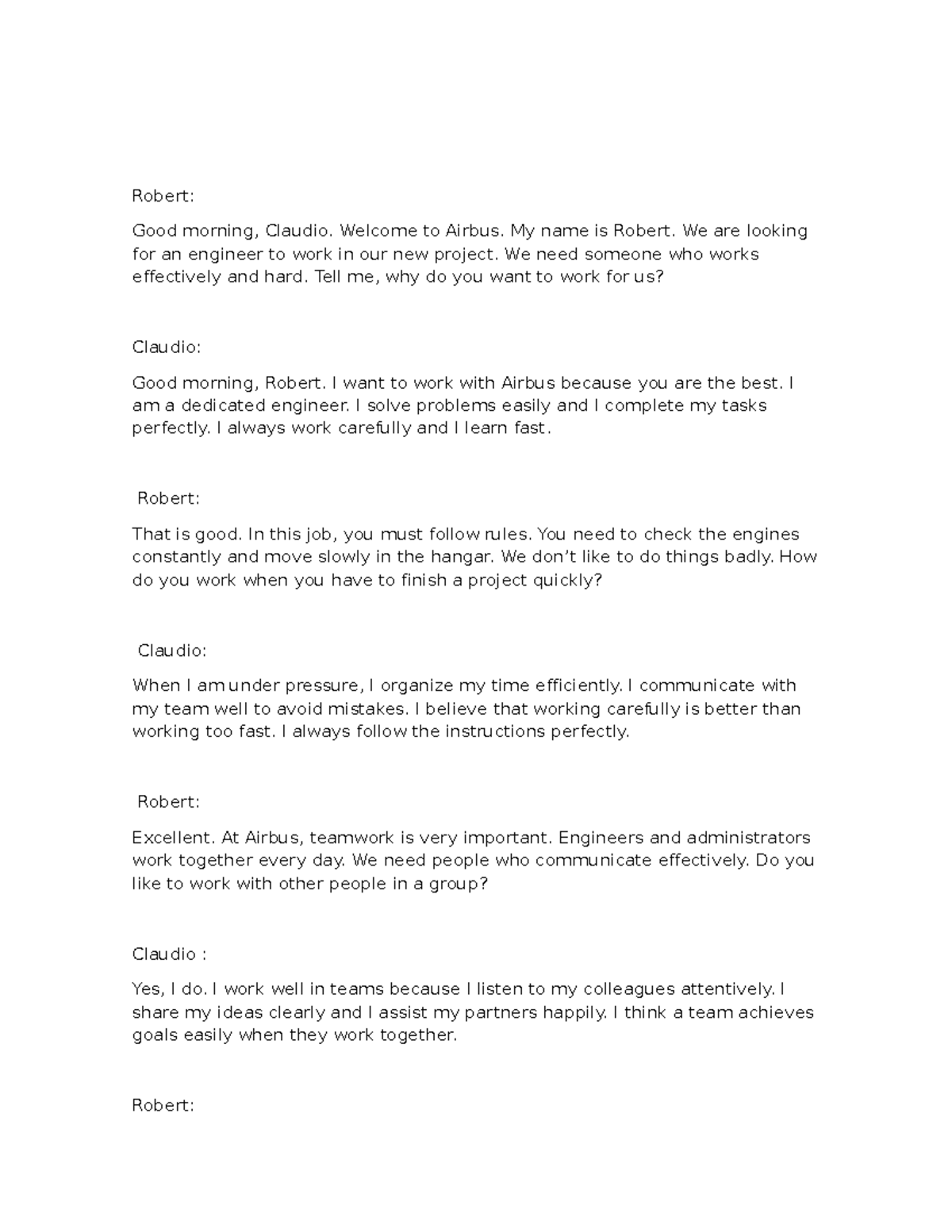 Ingles III Semana 4: Interview Dialogue Analysis - Studocu