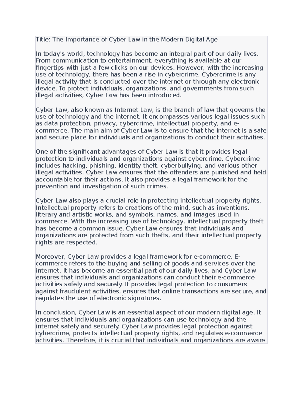 The Importance of Cyber Law in the Modern Digital Age - From ...