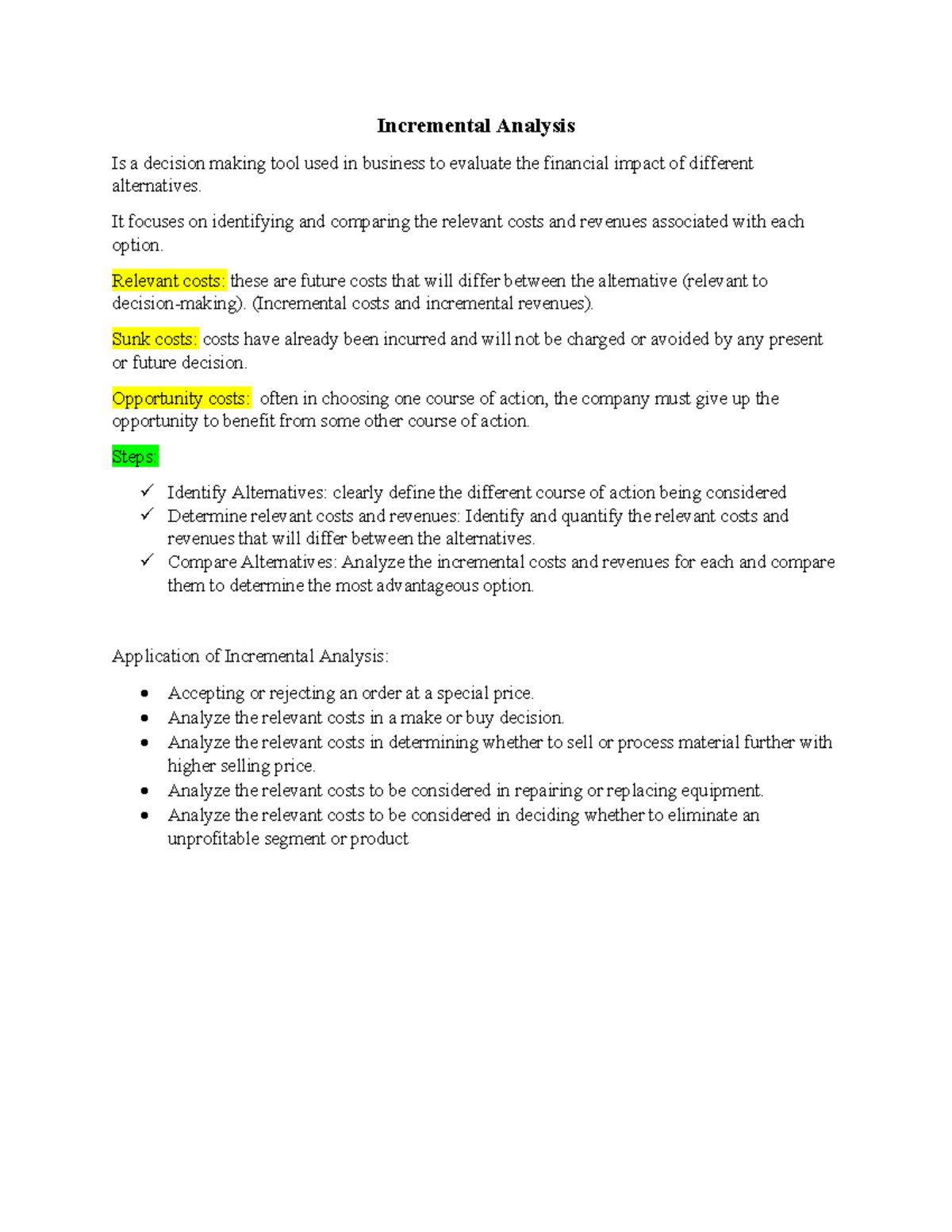 Incremental analysis - Incremental Analysis Is a decision making tool ...