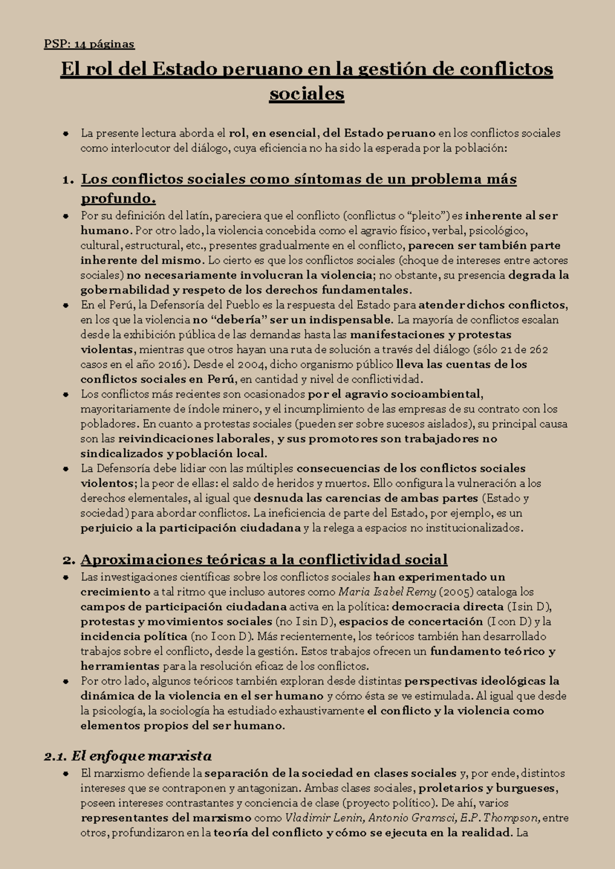 PSP 9. Análisis del Estado peruano en la gestión de conflictos sociales ...