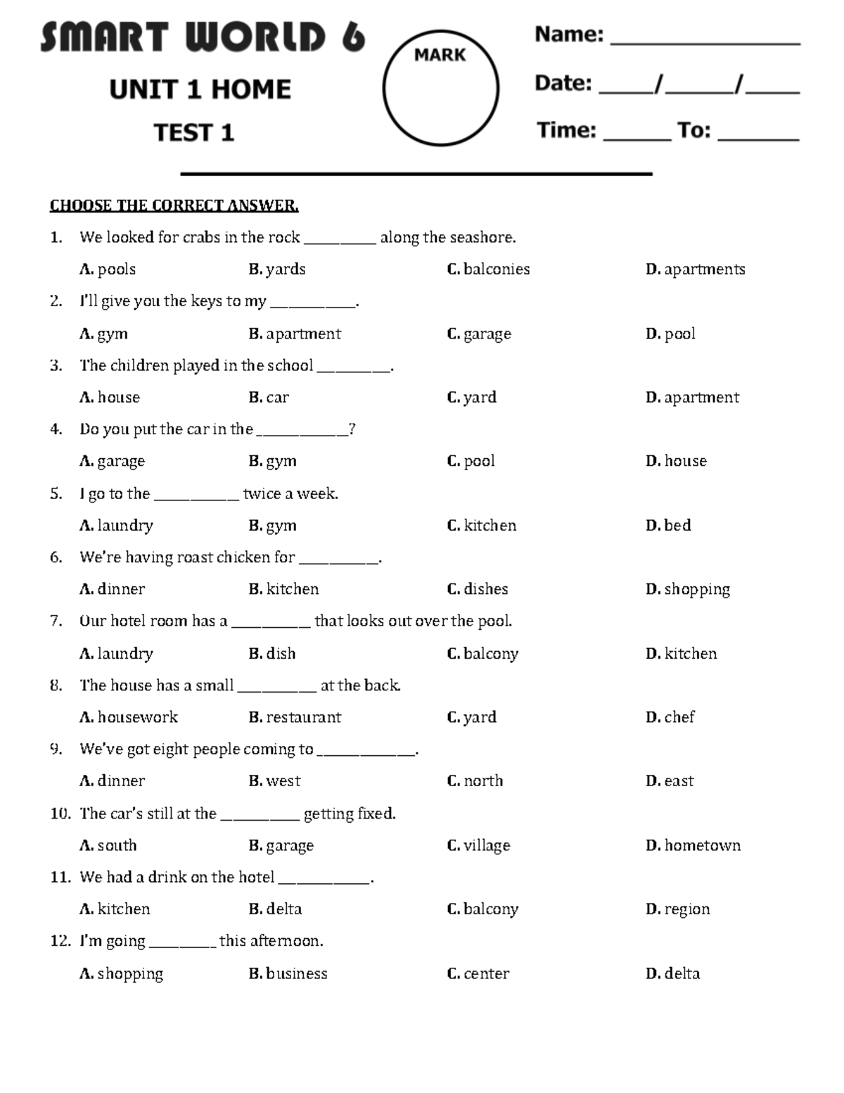 1 (SW6) U1 Quiz: Choose the Correct Answer Exercise - Studocu