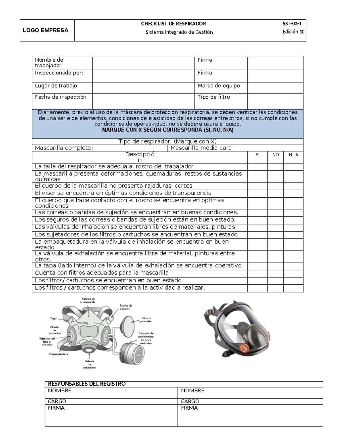 Checklist de Inspección para Respiração SST-03 - Edición 10 - Document Preview
