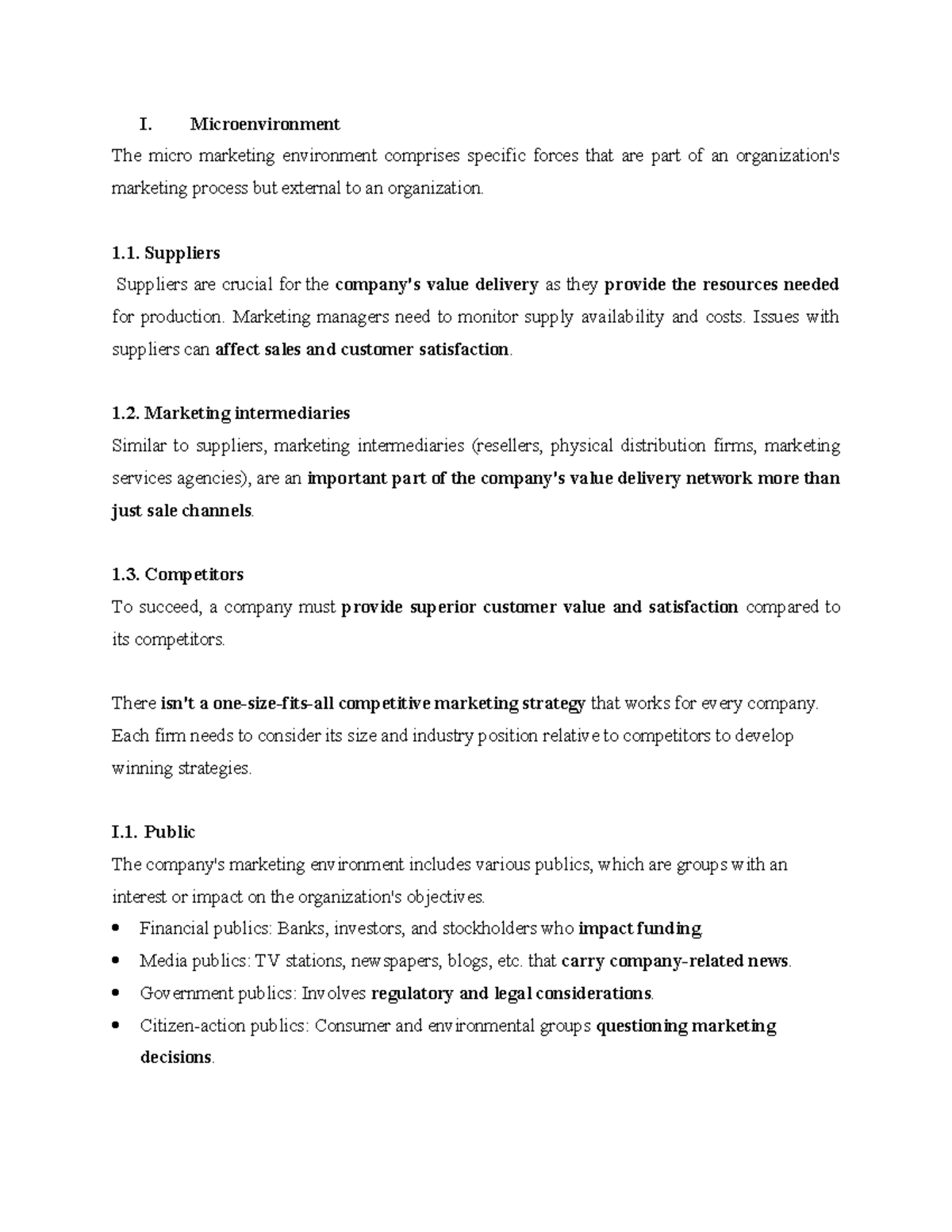 Library - exercise - I. Microenvironment The micro marketing ...