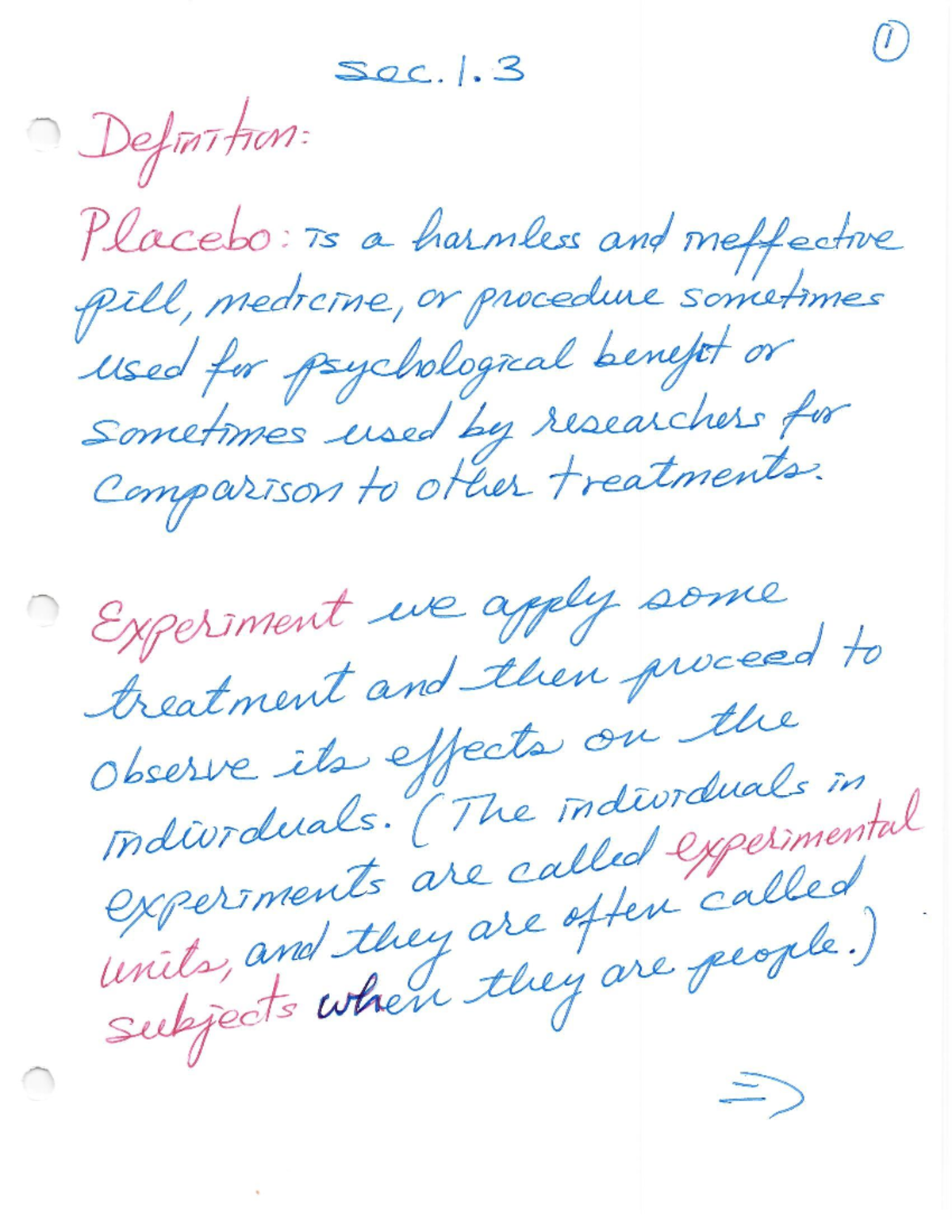 Chapter 1 Sec. 1.3: Placebo, Sampling Methods & Observational Studies ...